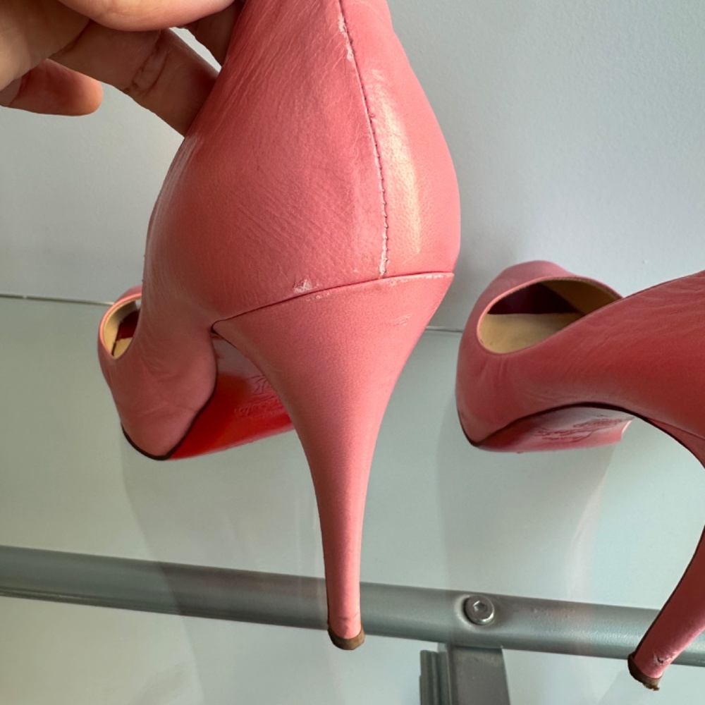 Louboutin pink peep-toe covered pumps, size 38 with box - Picture 9 of 12